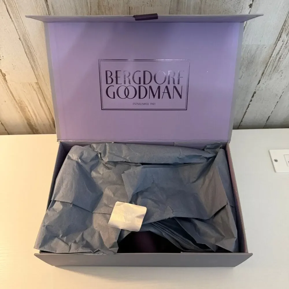 Bergdorf Goodman Gift Box Gray Hinged Magnetic Lid Tissue Paper 12 in